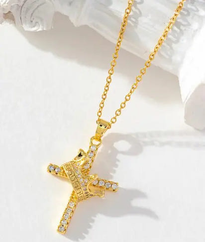 Elegant Crown Cross Necklace
