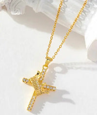 Elegant Crown Cross Necklace