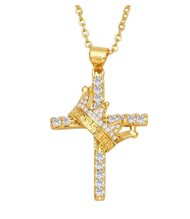 Elegant Crown Cross Necklace