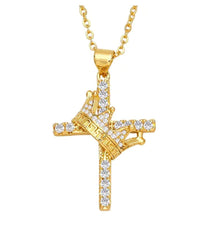 Elegant Crown Cross Necklace